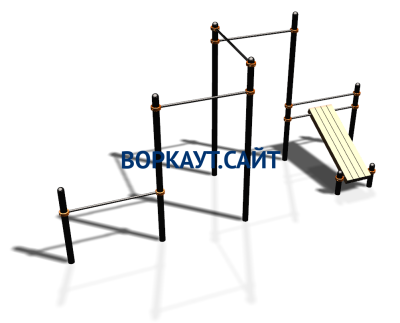 Воркаут комплекс разноуровневых турников со скамьей для пресса ВС-37 в Йошкаре-Оле