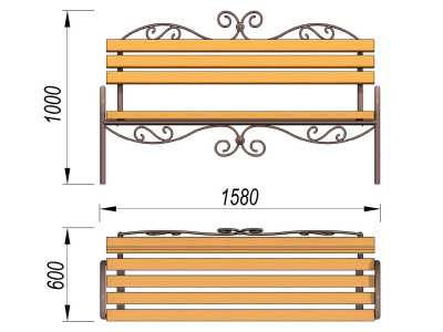 Лавочка кованная МАФ 1606 в Йошкаре-Оле