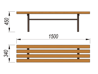 Лавочка без спинки МАФ 1601 в Йошкаре-Оле