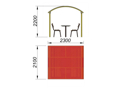 Стол и лавки под навесом МАФ 4005 в Йошкаре-Оле