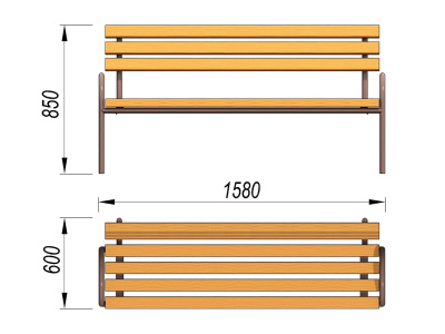 Парковая лавочка со спинкой МАФ 1605 в Йошкаре-Оле