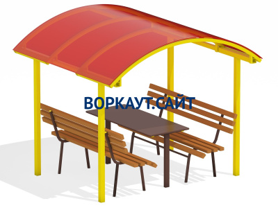 Стол и лавки под навесом МАФ 4005 в Йошкаре-Оле
