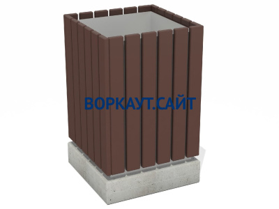 Урна деревянная квадратная с бетонным основанием МАФ 1633 в Йошкаре-Оле